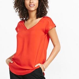 Express red v neck satin top large